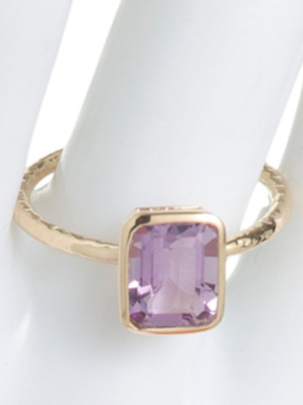 YUGSHA Made In India 14kt Gold Plated Brazilian Amethyst Bezel Ring - Picture 3 of 3